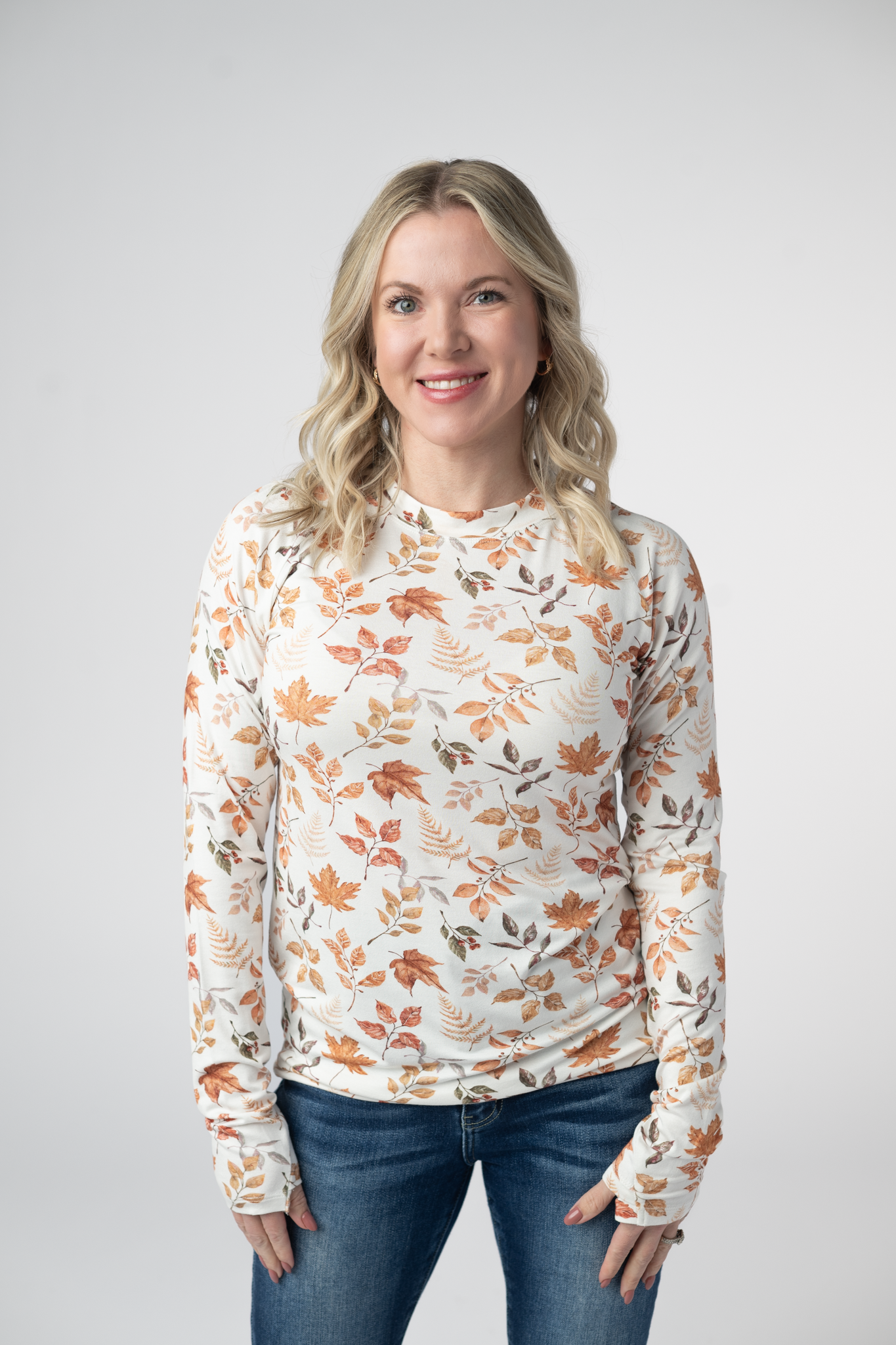 Michelle Mae Blair Long Sleeve Top - Harvest Leaves