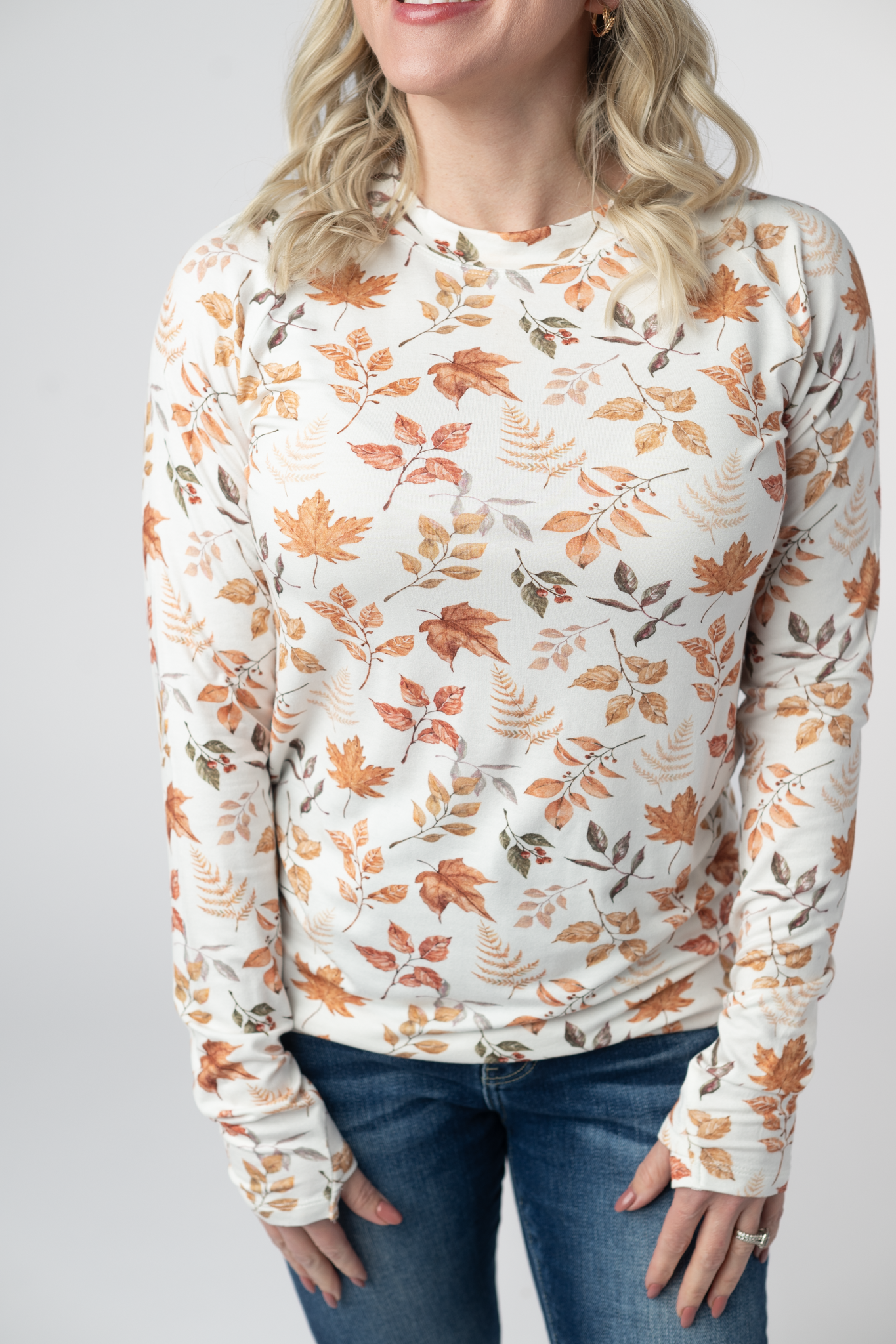 Michelle Mae Blair Long Sleeve Top - Harvest Leaves