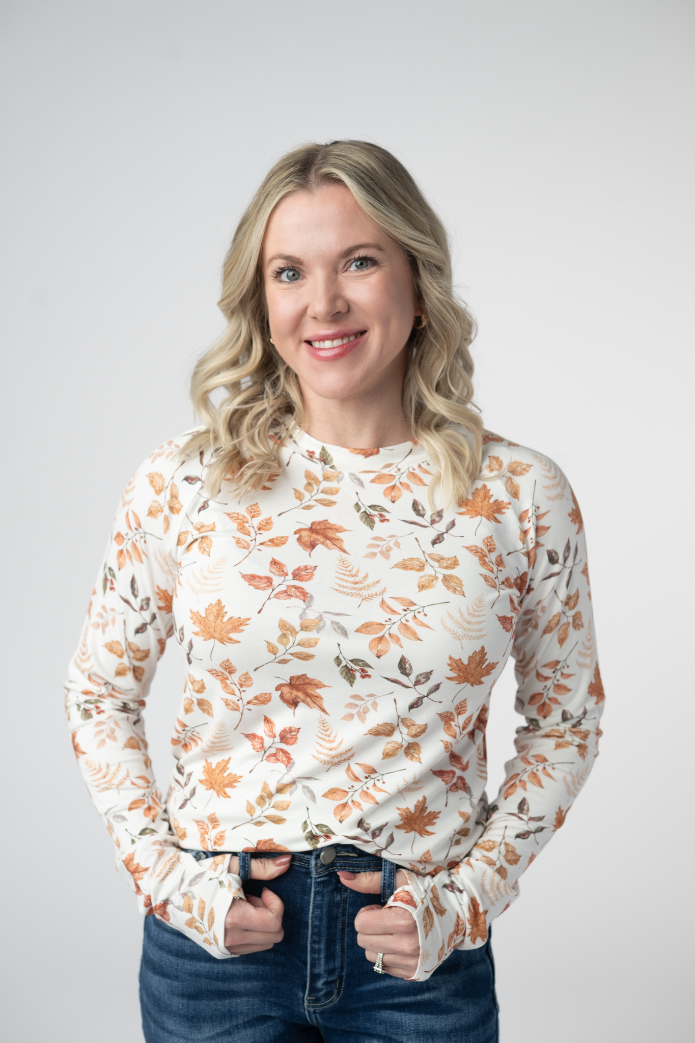 Michelle Mae Blair Long Sleeve Top - Harvest Leaves