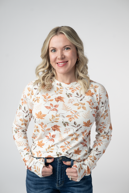 Michelle Mae Blair Long Sleeve Top - Harvest Leaves