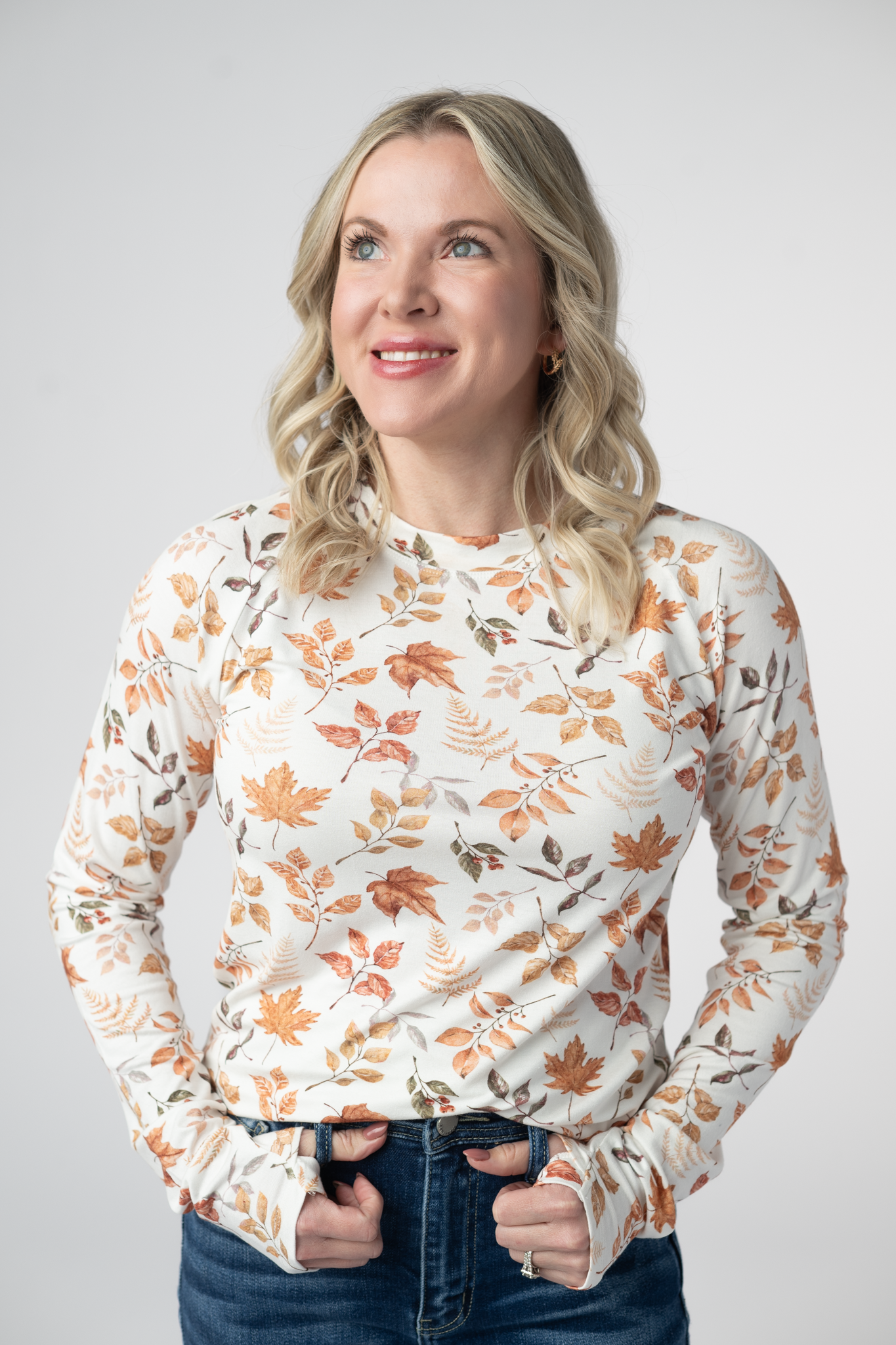 Michelle Mae Blair Long Sleeve Top - Harvest Leaves