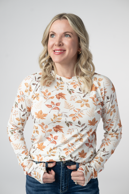Michelle Mae Blair Long Sleeve Top - Harvest Leaves