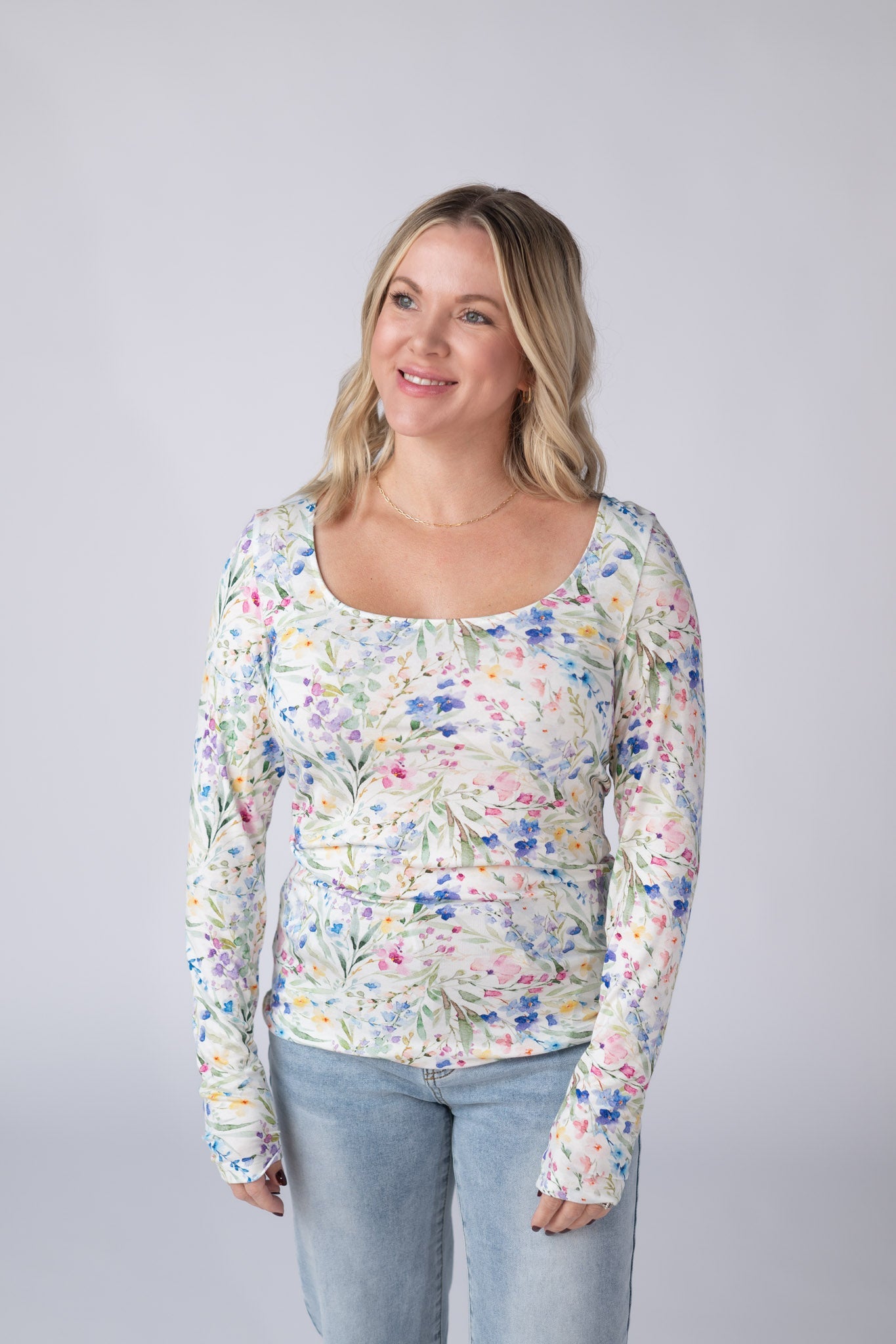 Michelle Mae Alyssa Long Sleeve Top - Cottage Floral