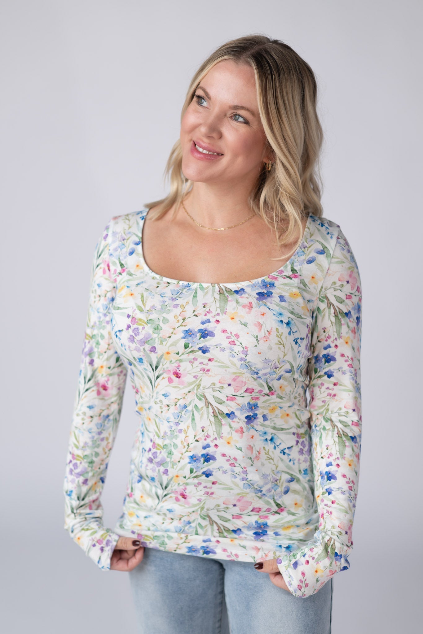 Michelle Mae Alyssa Long Sleeve Top - Cottage Floral