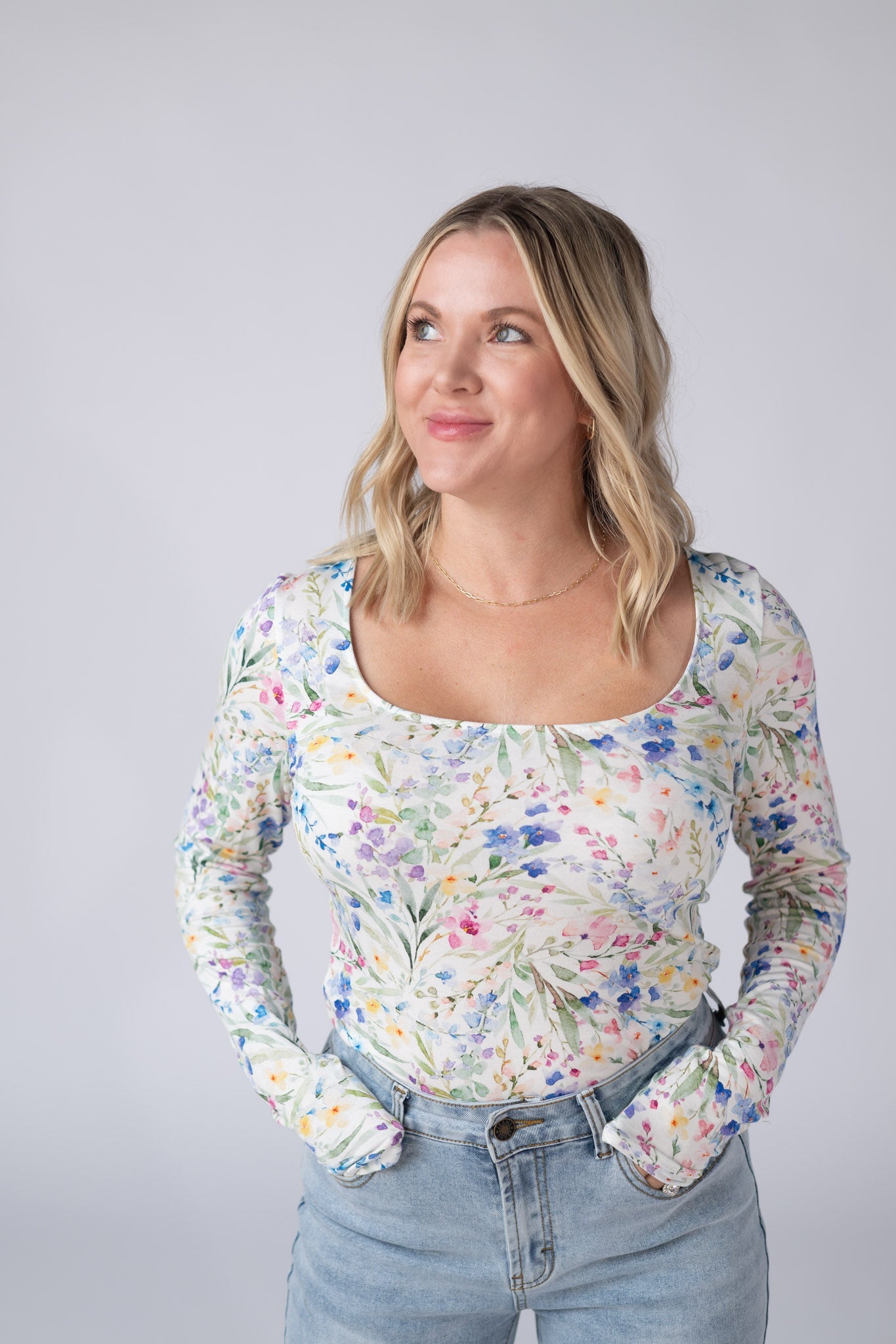 Michelle Mae Alyssa Long Sleeve Top - Cottage Floral