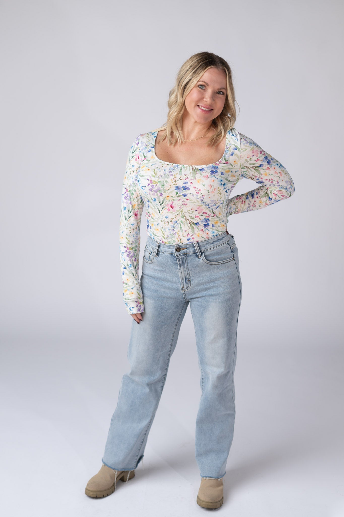 Michelle Mae Alyssa Long Sleeve Top - Cottage Floral
