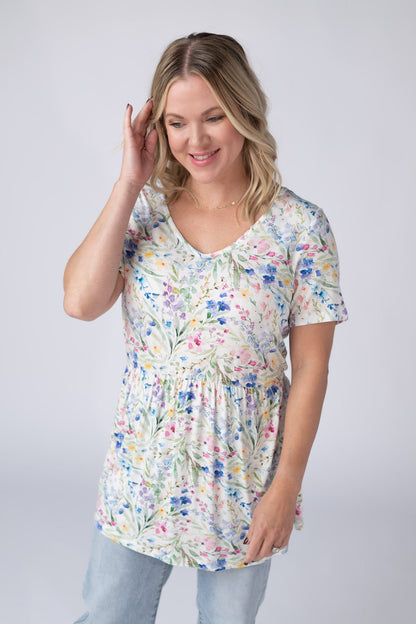 Michelle Mae Sarah Ruffle Short Sleeve - Cottage Floral