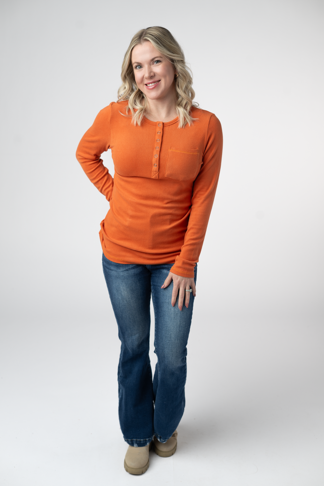 Michelle Mae Georgia Long Sleeve Top - Pumpkin Spice