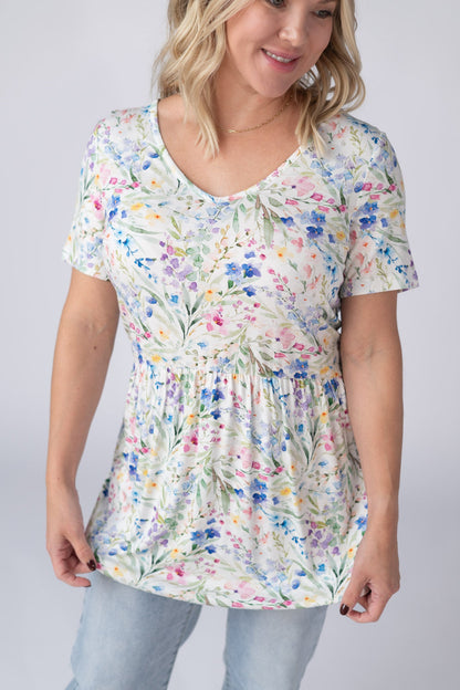 Michelle Mae Sarah Ruffle Short Sleeve - Cottage Floral
