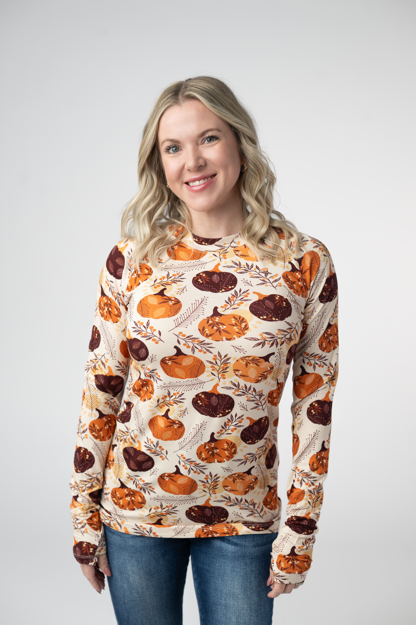 Michelle Mae Blair Long Sleeve Top - Autumn Gourds