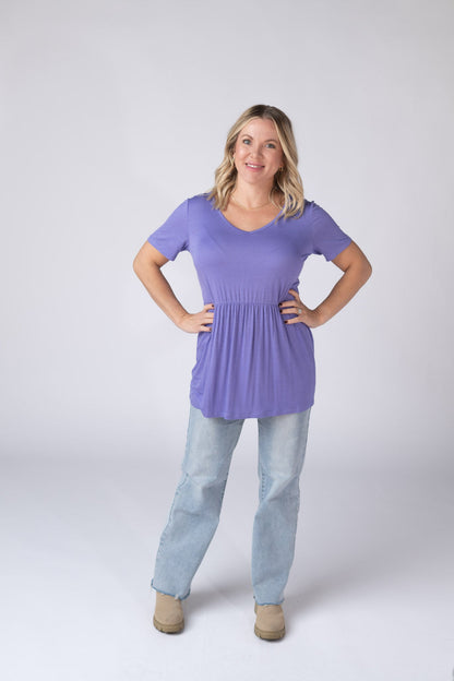 Michelle Mae Sarah Ruffle Short Sleeve - Periwinkle Purple