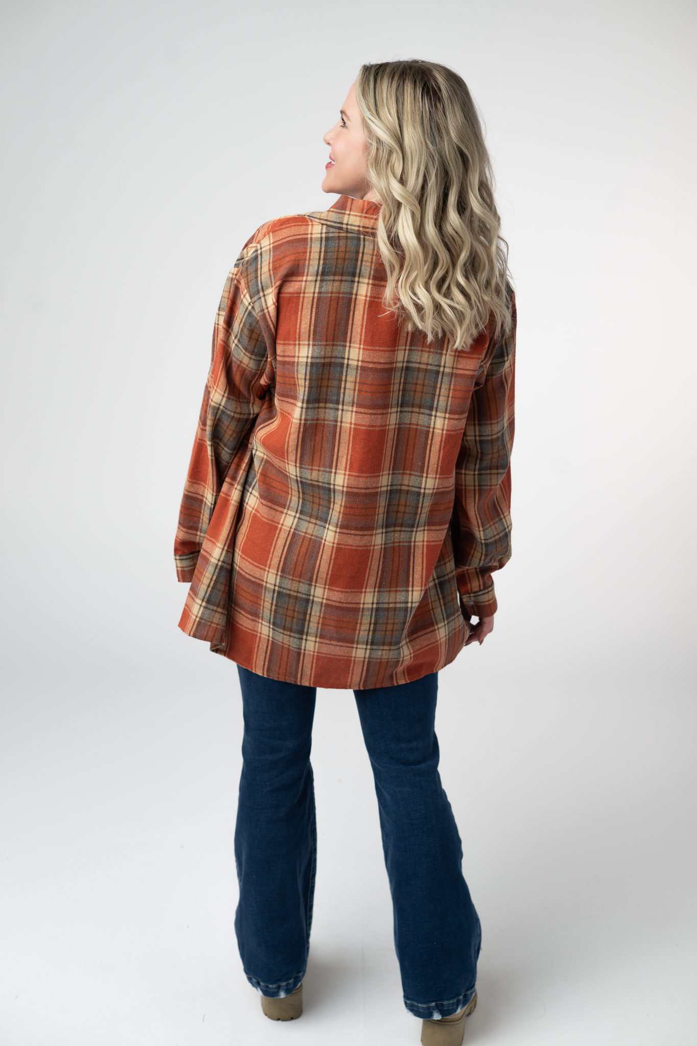 Michelle Mae Tunic Plaid Top - Pumpkin Plaid