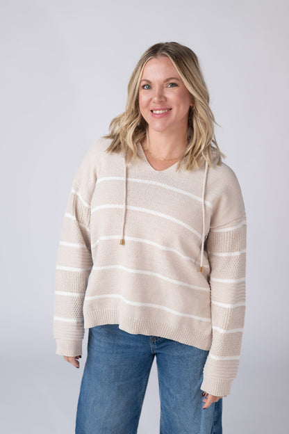 Michelle Mae Maddie Striped Hoodie - Natural