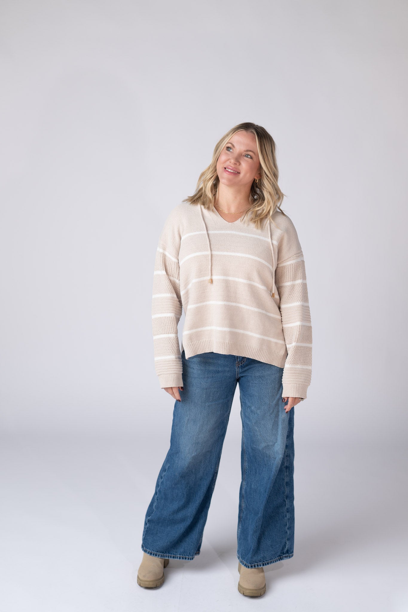 Michelle Mae Maddie Striped Hoodie - Natural