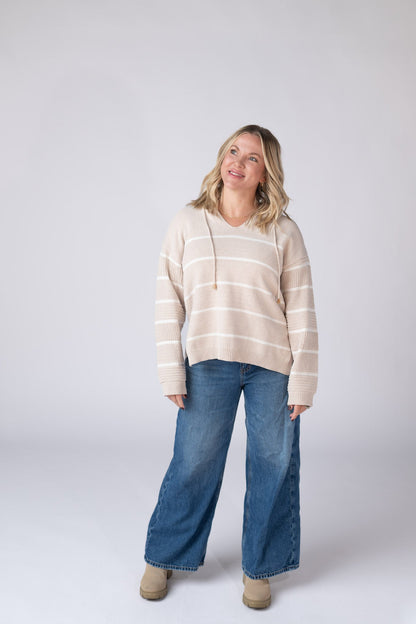 Michelle Mae Maddie Striped Hoodie - Natural