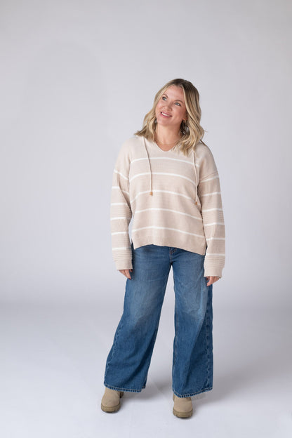 Michelle Mae Maddie Striped Hoodie - Natural
