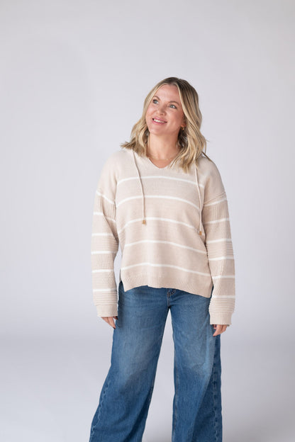 Michelle Mae Maddie Striped Hoodie - Natural