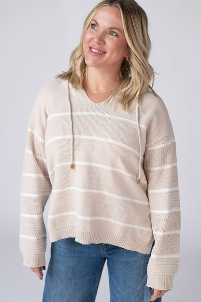 Michelle Mae Maddie Striped Hoodie - Natural