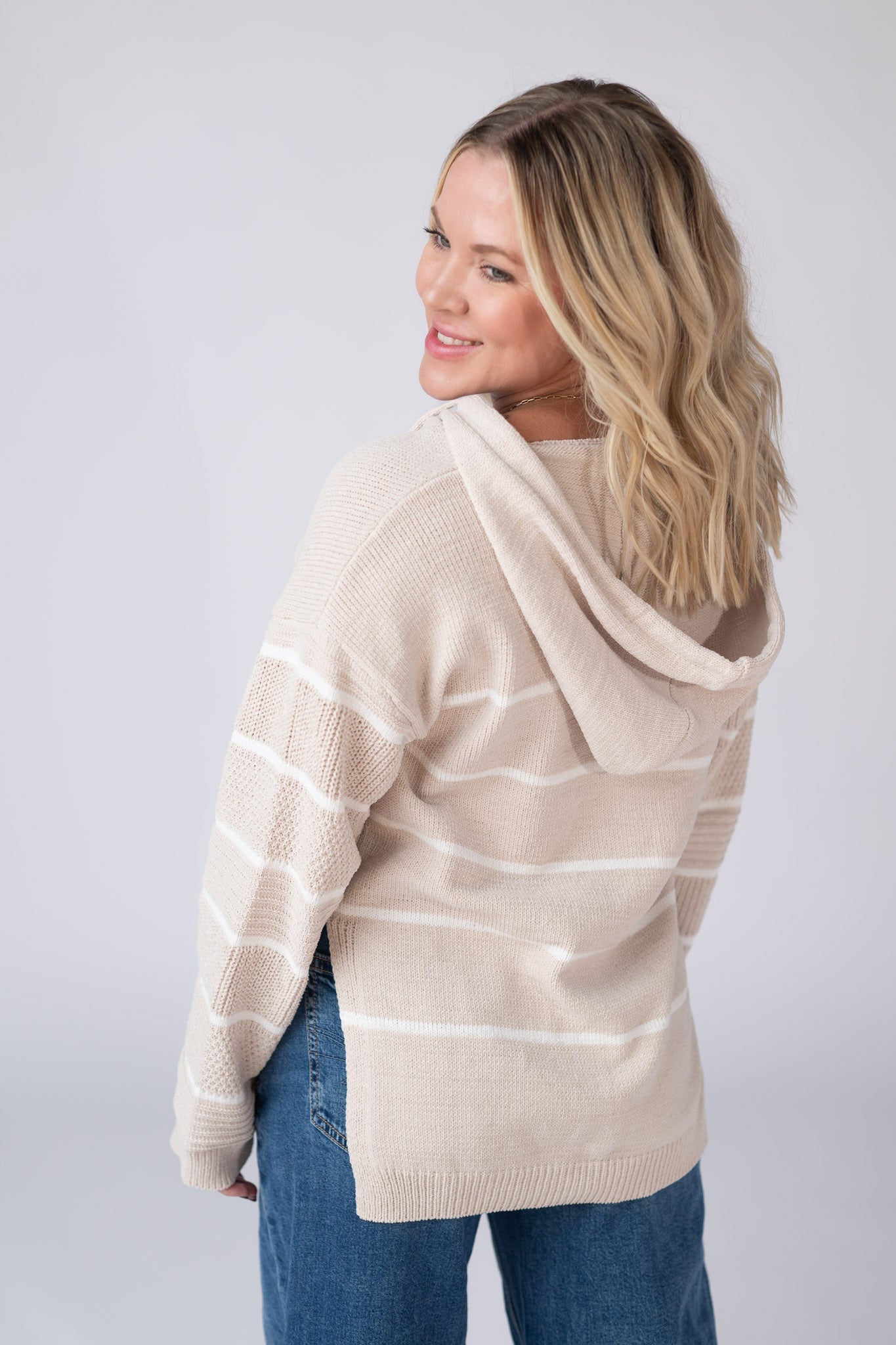 Michelle Mae Maddie Striped Hoodie - Natural
