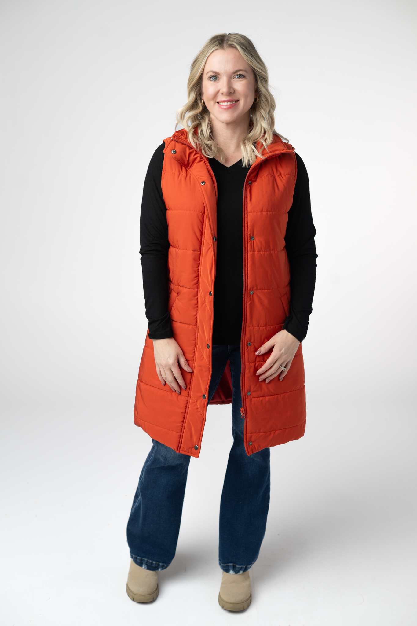 PREORDER: Michelle Mae Harlow Long Vest - Pumpkin