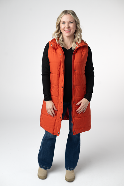 PREORDER: Michelle Mae Harlow Long Vest - Pumpkin