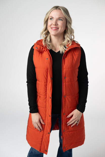 PREORDER: Michelle Mae Harlow Long Vest - Pumpkin