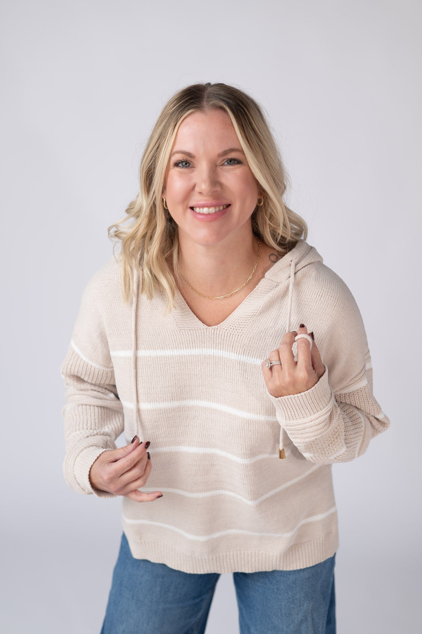 Michelle Mae Maddie Striped Hoodie - Natural