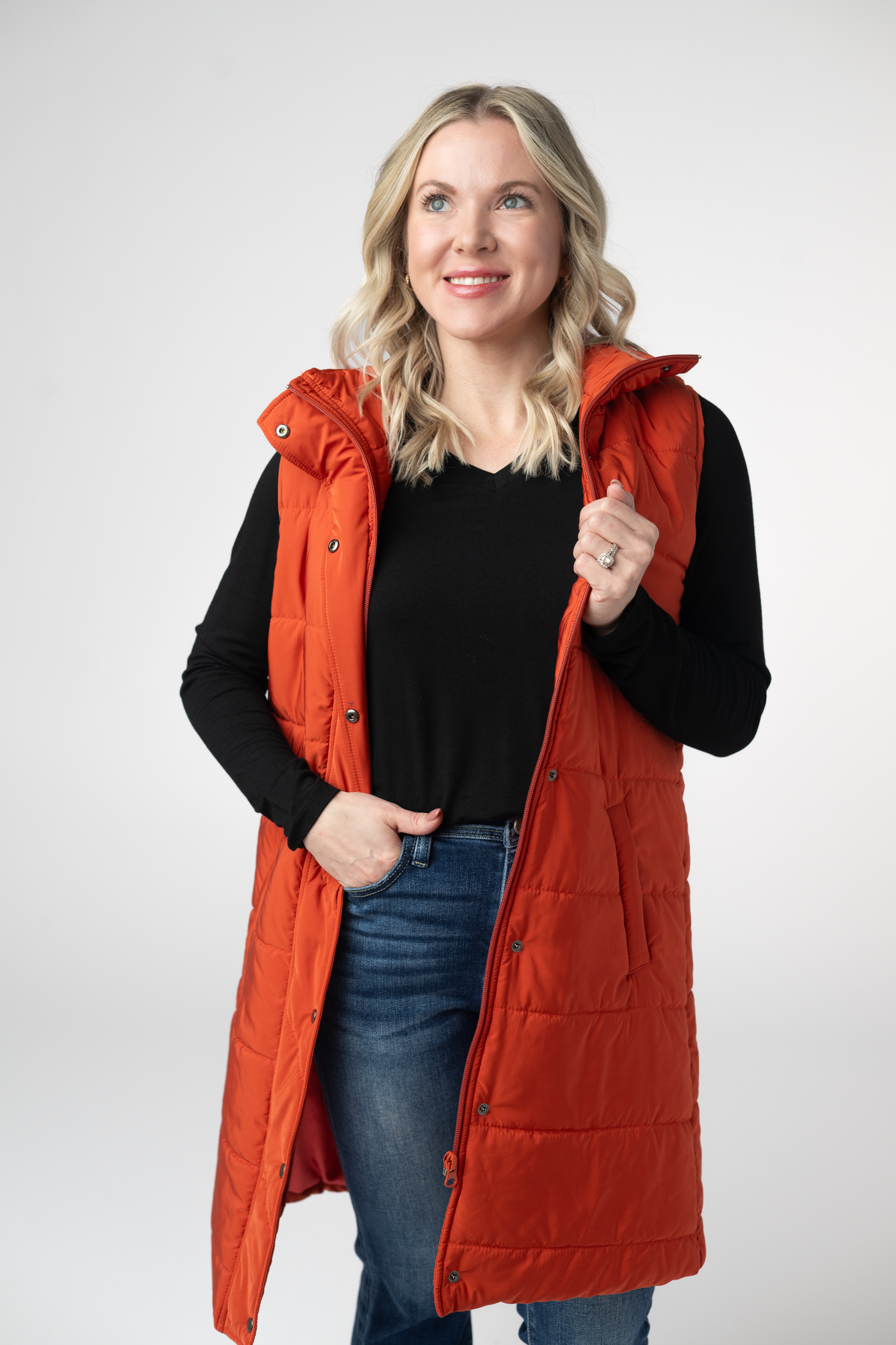 PREORDER: Michelle Mae Harlow Long Vest - Pumpkin
