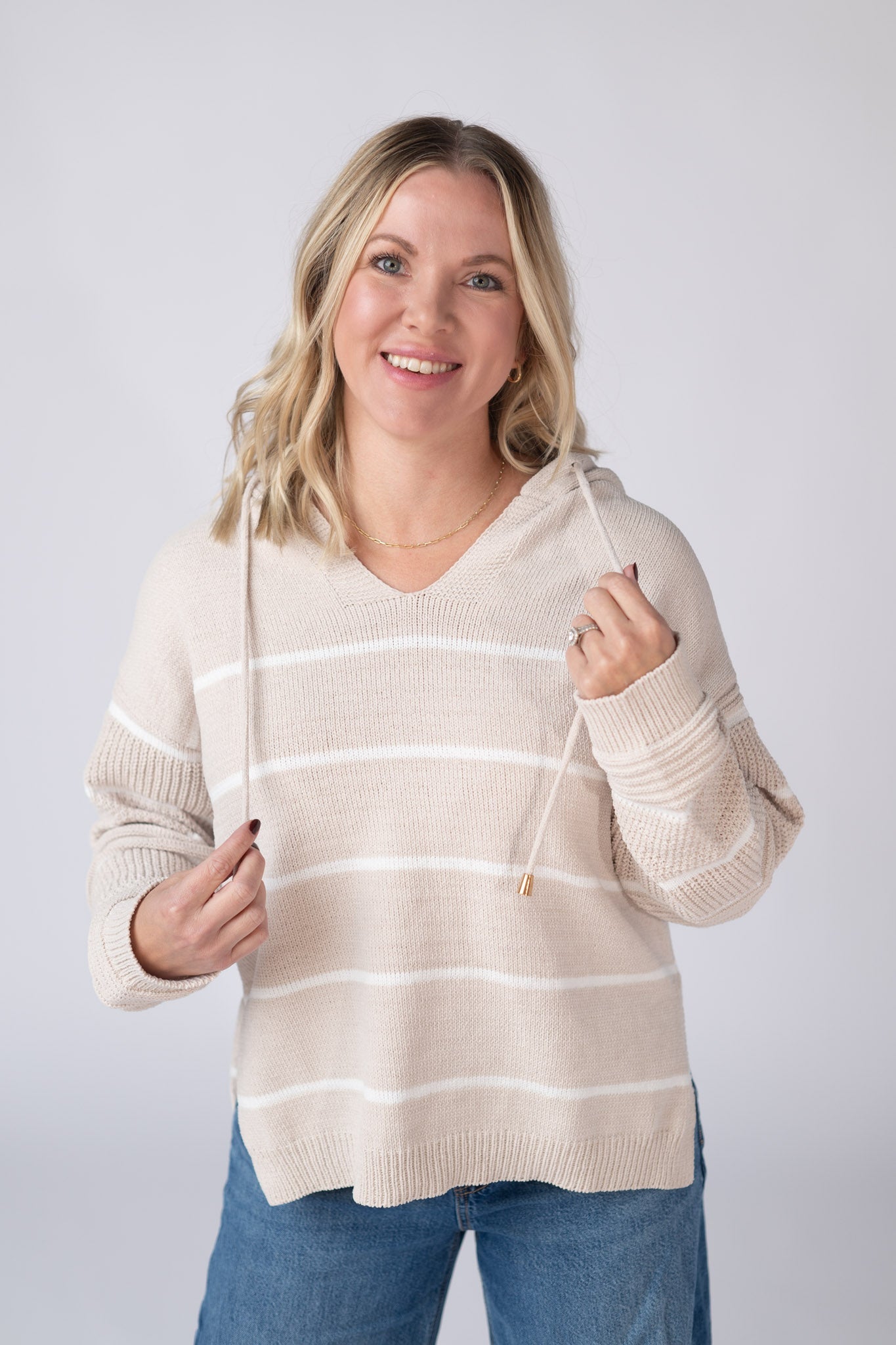 Michelle Mae Maddie Striped Hoodie - Natural