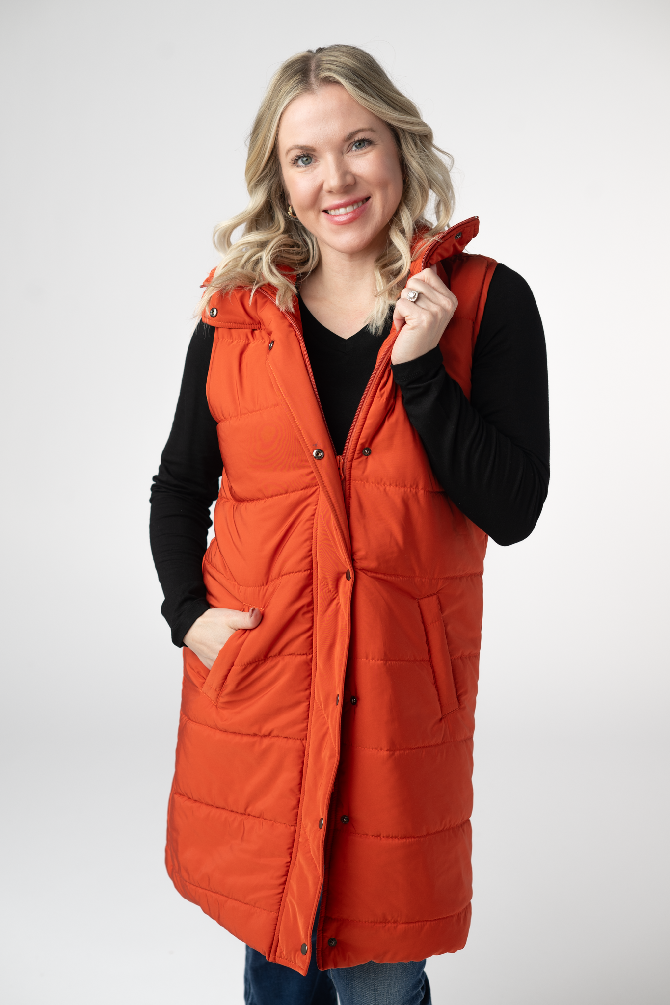 PREORDER: Michelle Mae Harlow Long Vest - Pumpkin