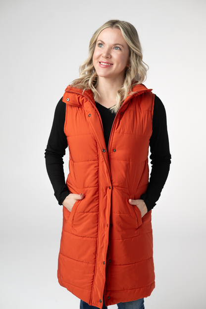 PREORDER: Michelle Mae Harlow Long Vest - Pumpkin