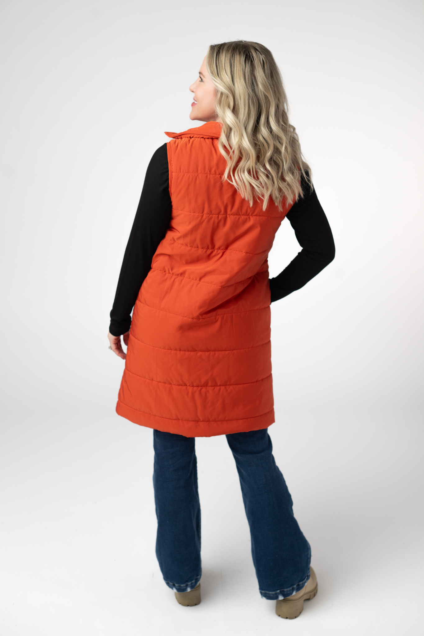 PREORDER: Michelle Mae Harlow Long Vest - Pumpkin