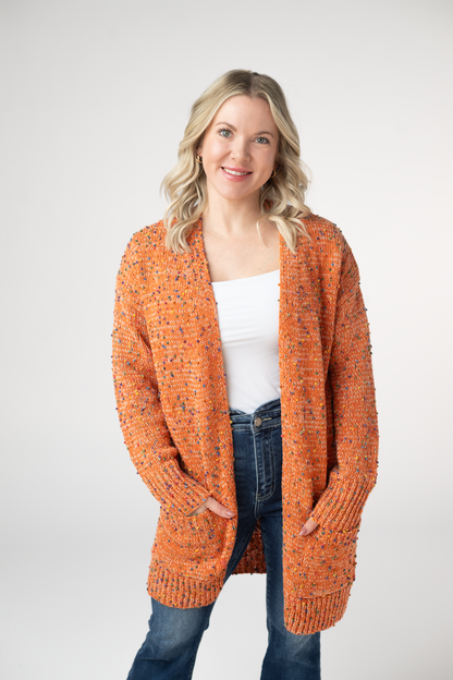 Michelle Mae Carly Confetti Dot Cardigan - Pumpkin