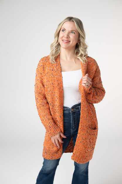 Michelle Mae Carly Confetti Dot Cardigan - Pumpkin