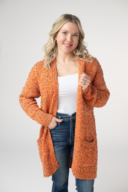 Michelle Mae Carly Confetti Dot Cardigan - Pumpkin