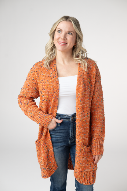 Michelle Mae Carly Confetti Dot Cardigan - Pumpkin