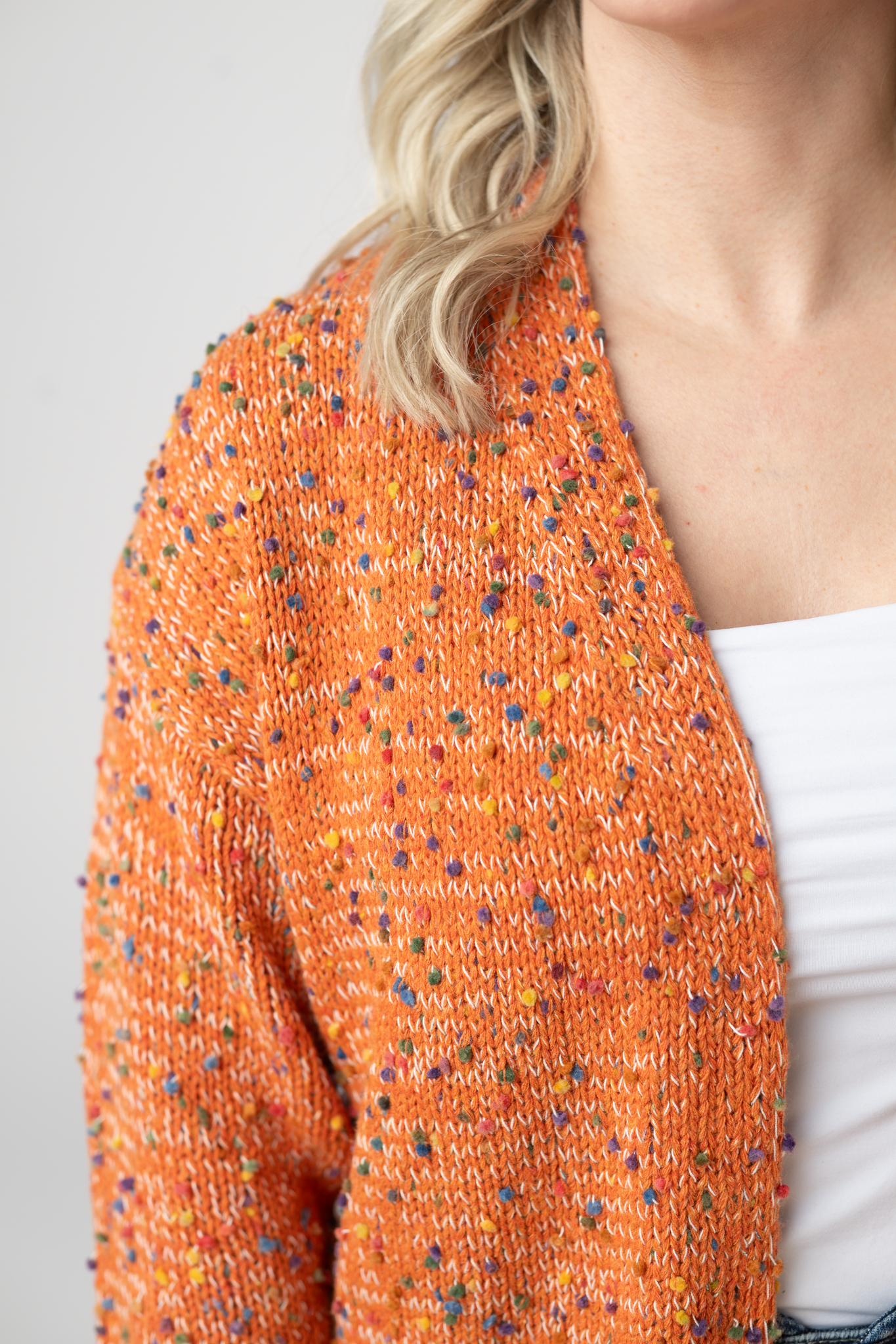 Michelle Mae Carly Confetti Dot Cardigan - Pumpkin