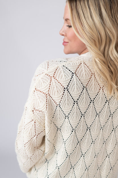 Michelle Mae Open Knit Cardigan - Ivory