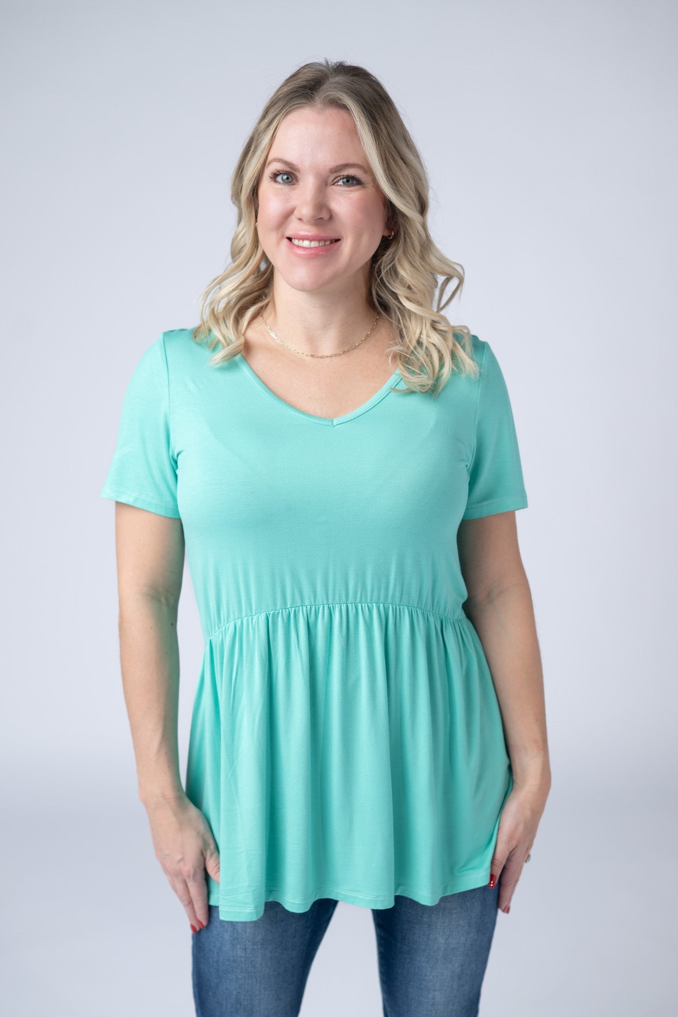 Michelle Mae Sarah Ruffle Short Sleeve - Turquoise