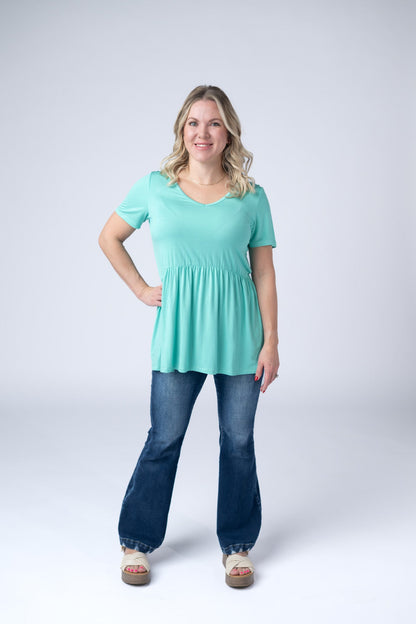 Michelle Mae Sarah Ruffle Short Sleeve - Turquoise