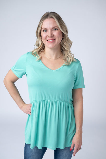Michelle Mae Sarah Ruffle Short Sleeve - Turquoise