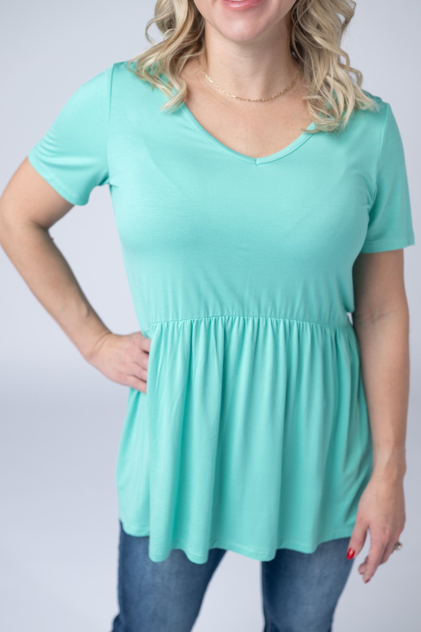 Michelle Mae Sarah Ruffle Short Sleeve - Turquoise