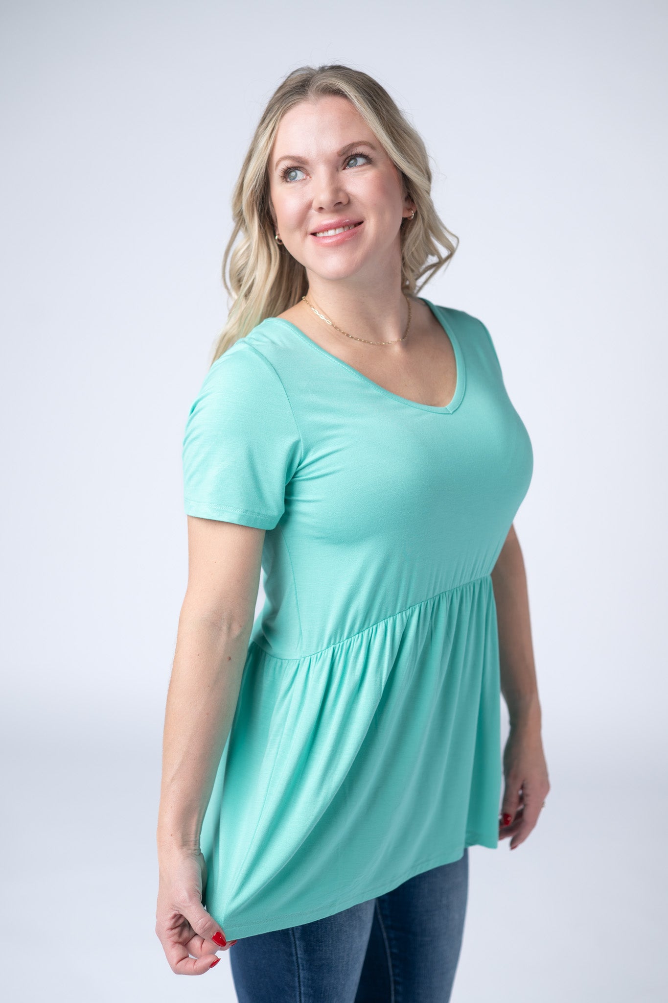 Michelle Mae Sarah Ruffle Short Sleeve - Turquoise