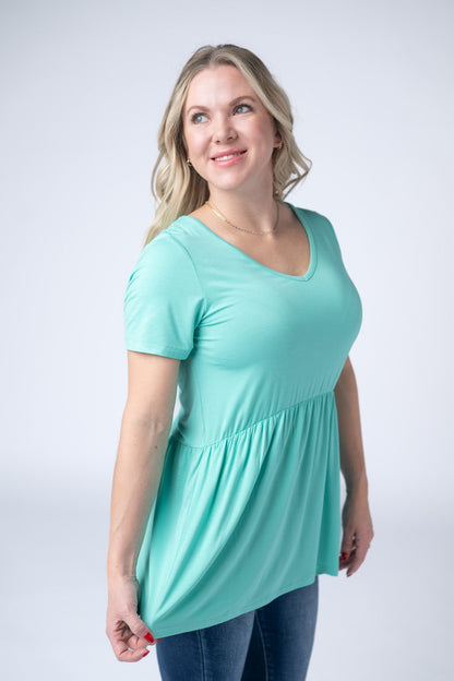 Michelle Mae Sarah Ruffle Short Sleeve - Turquoise