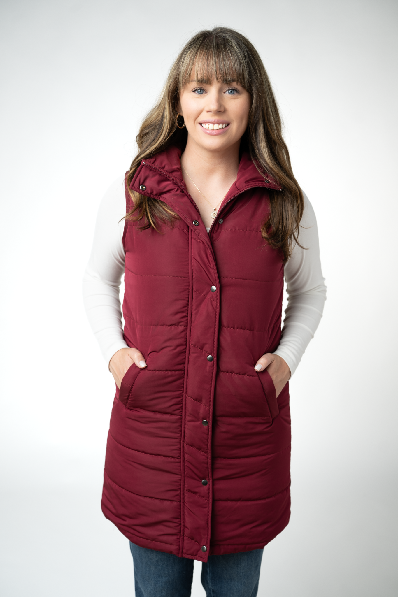 Michelle Mae Harlow Long Vest - Burgundy