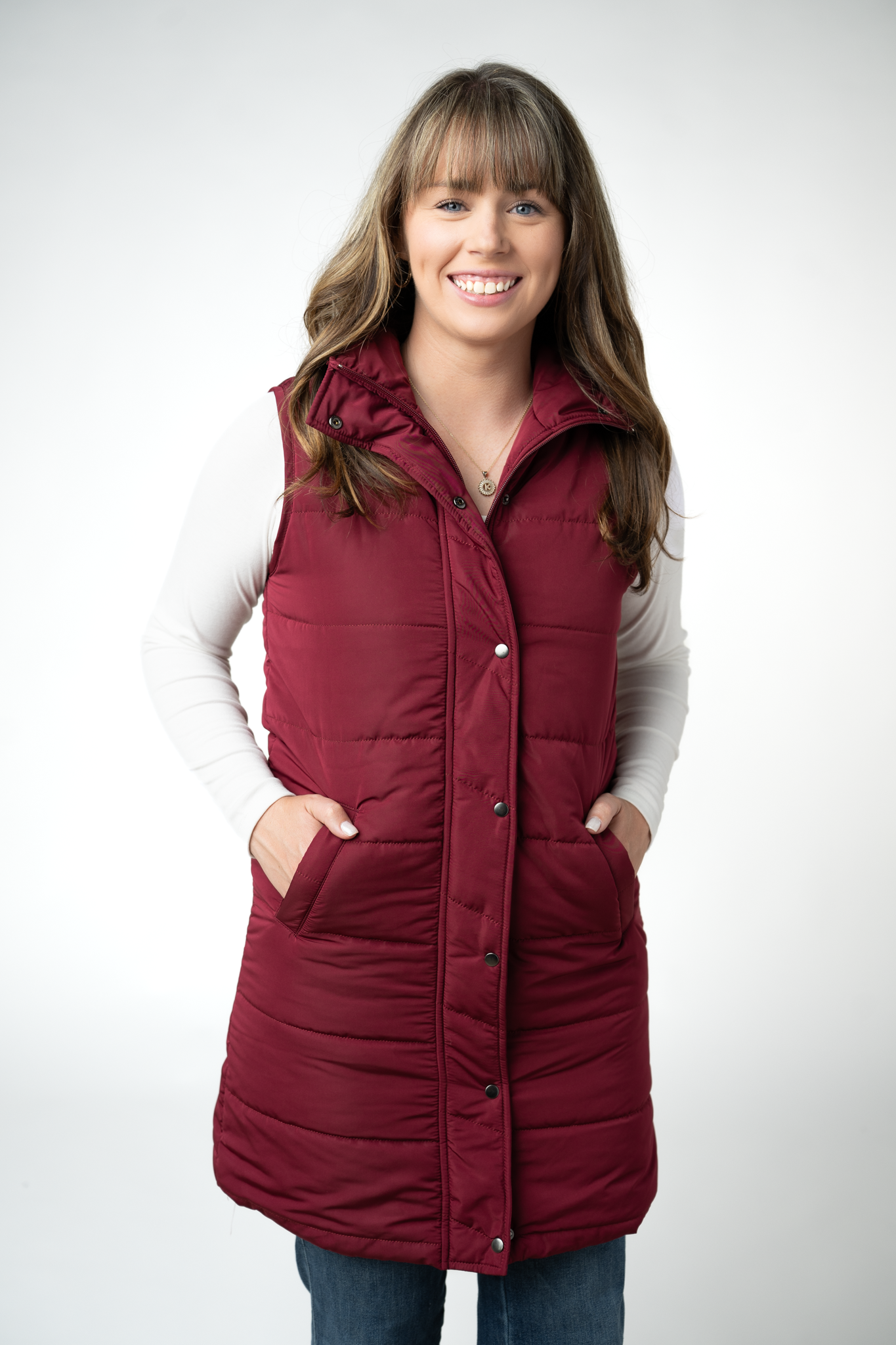Michelle Mae Harlow Long Vest - Burgundy
