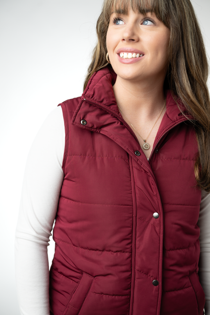 Michelle Mae Harlow Long Vest - Burgundy