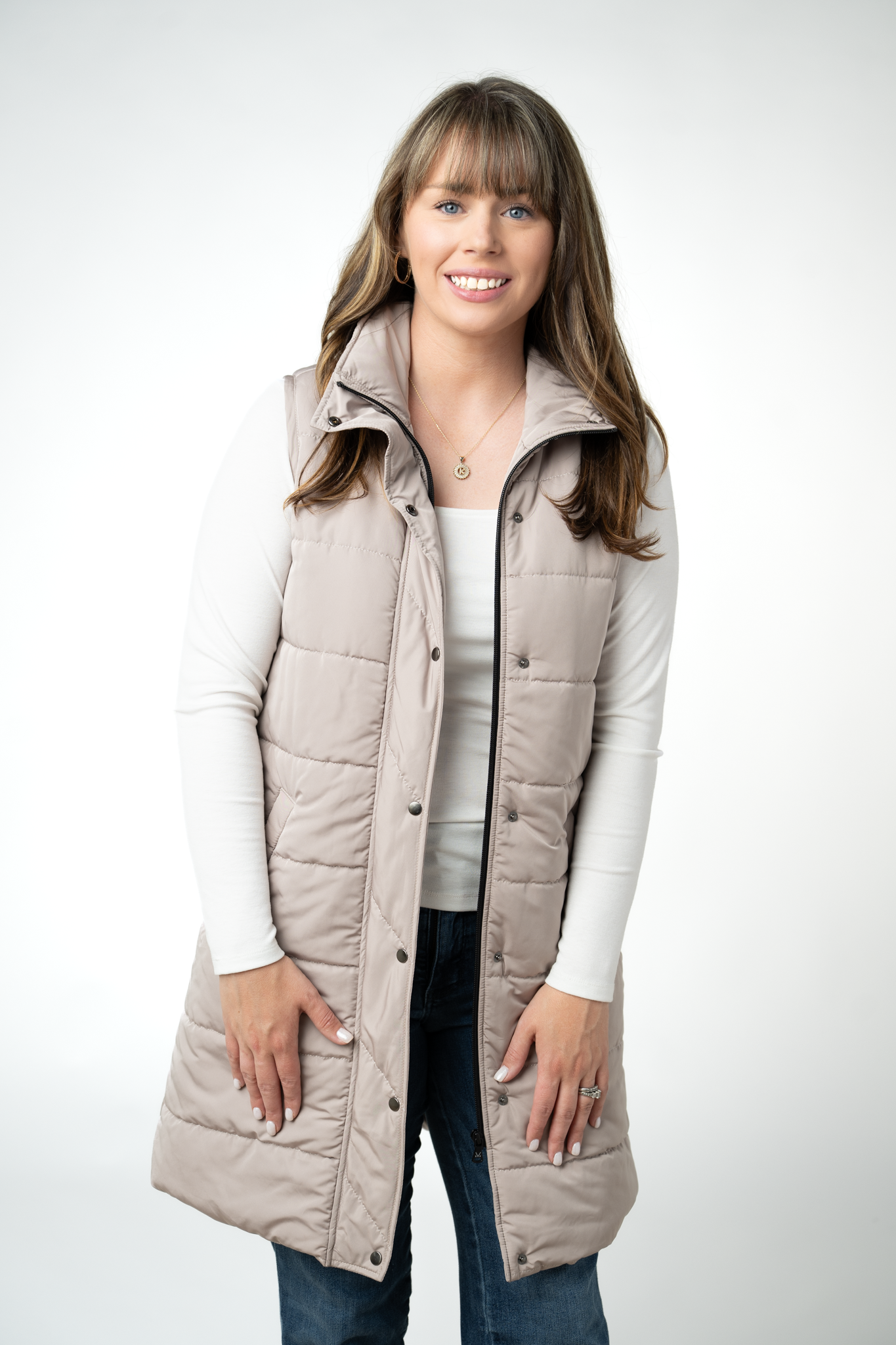 Michelle Mae Harlow Long Vest - Latte