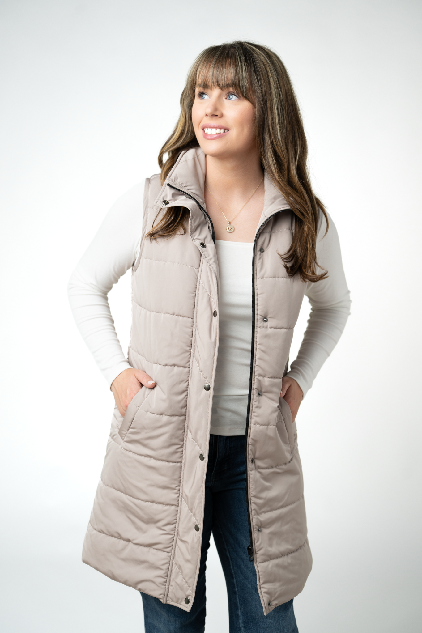 Michelle Mae Harlow Long Vest - Latte