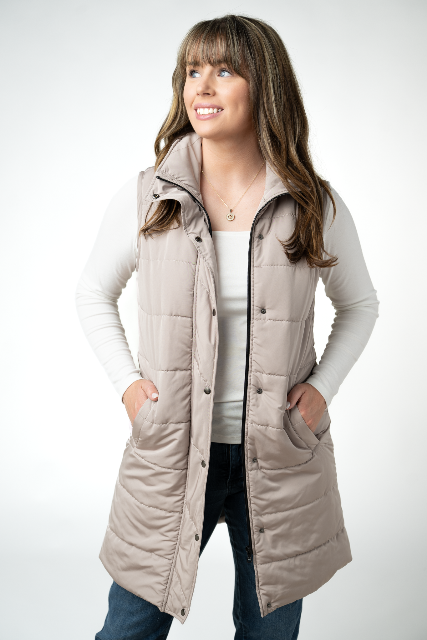 Michelle Mae Harlow Long Vest - Latte